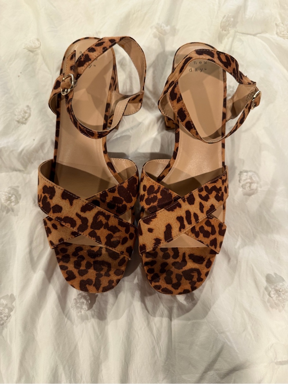 a new day Leopard-Print Ankle-Strap Heels in Brown and Black